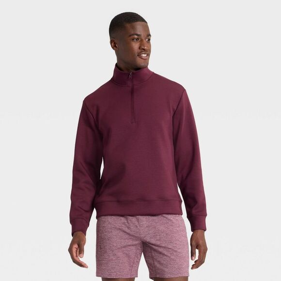 All In Motion Other - Men's Sleek Spacer Half Zip Sweatshirt - All In Motion Burgundy XXL